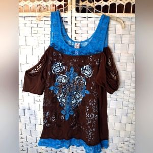 Ransom women's Tank with Cold Shoulder Sleeve Size 1X. Sku t1